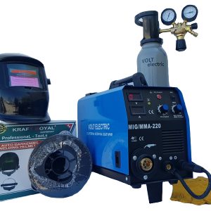 Инверторно телоподаващо 220А със соларна маска , редуцир винтил и бутилка, Volt Electric MIG/MMA 220