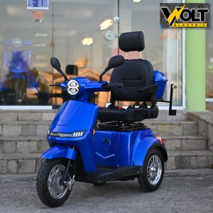 Електрическа триколка с регулируема въртяща седалка и регулируеми подлакътници Volt Electric FM1 LED LUX 1500W, 20Ah, BLUE