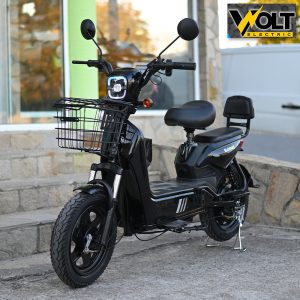 Двуместен електрически скутер велосипед с педали BULLMAX BUZZ 16" джанти, 750W, 12Ah, черен лак