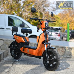 Двуместен електрически скутер велосипед с педали BULLMAX BUZZ 16" джанти, 750W, 12Ah, оранжев