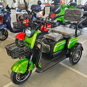 Електрическа триколка Bullmax C2 MAX с 5 батерии, 3 места, крачна спирачка, LED дисплей, 1500W/60V/20Ah, GREEN