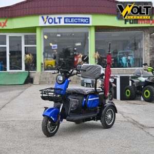 Електрическа триколка Bullmax C2 MAX с 5 батерии, 3 места, крачна спирачка, LED дисплей, 1500W/60V/20Ah, син цвят