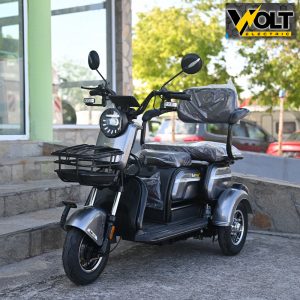 Електрическа триколка Bullmax C2 с 5 батерии, 3 места, крачна спирачка, LED дисплей, 1500W/60V/20Ah, сив металик