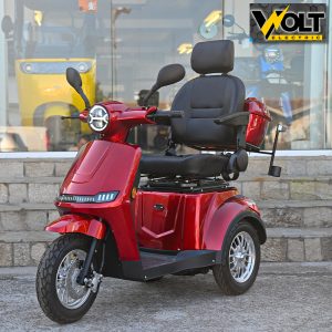 Електрическа триколка с регулируема въртяща седалка и регулируеми подлакътници Volt Electric FM1 LED LUX 1500W, 20Ah, червена